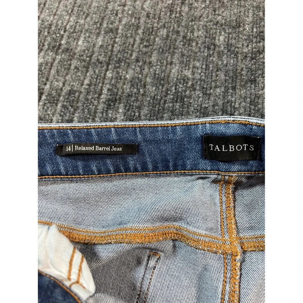 TALBOTS Relaxed Barrel Jean‎ Womens 14 Quinn Wash Blue Tencel Blend High Rise